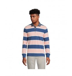 Men's Long Sleeve Stripe Rugby Shirt PD03 $37.82 Polo Shirts