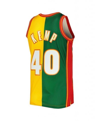 Men's Shawn Kemp Green, Gold Seattle SuperSonics Hardwood Classics 1995-96 Split Swingman Jersey $59.45 Jersey