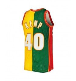 Men's Shawn Kemp Green, Gold Seattle SuperSonics Hardwood Classics 1995-96 Split Swingman Jersey $59.45 Jersey