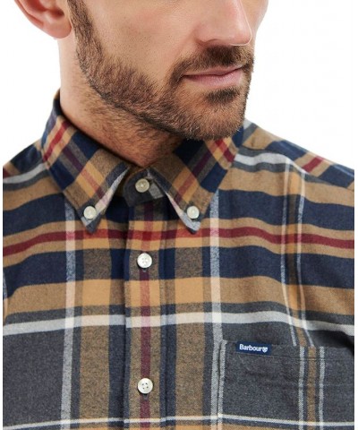 Men's Ronan Cotton Checked Button-Collar Shirt Gray $26.46 Shirts