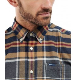 Men's Ronan Cotton Checked Button-Collar Shirt Gray $26.46 Shirts