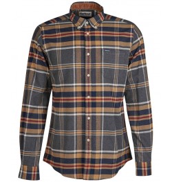 Men's Ronan Cotton Checked Button-Collar Shirt Gray $26.46 Shirts