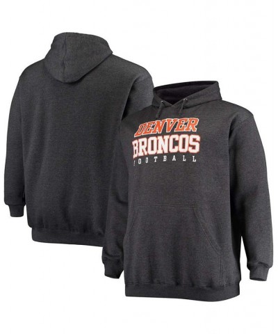 Men's Branded Heathered Charcoal Denver Broncos Big and Tall Practice Pullover Hoodie $31.00 Sweatshirt