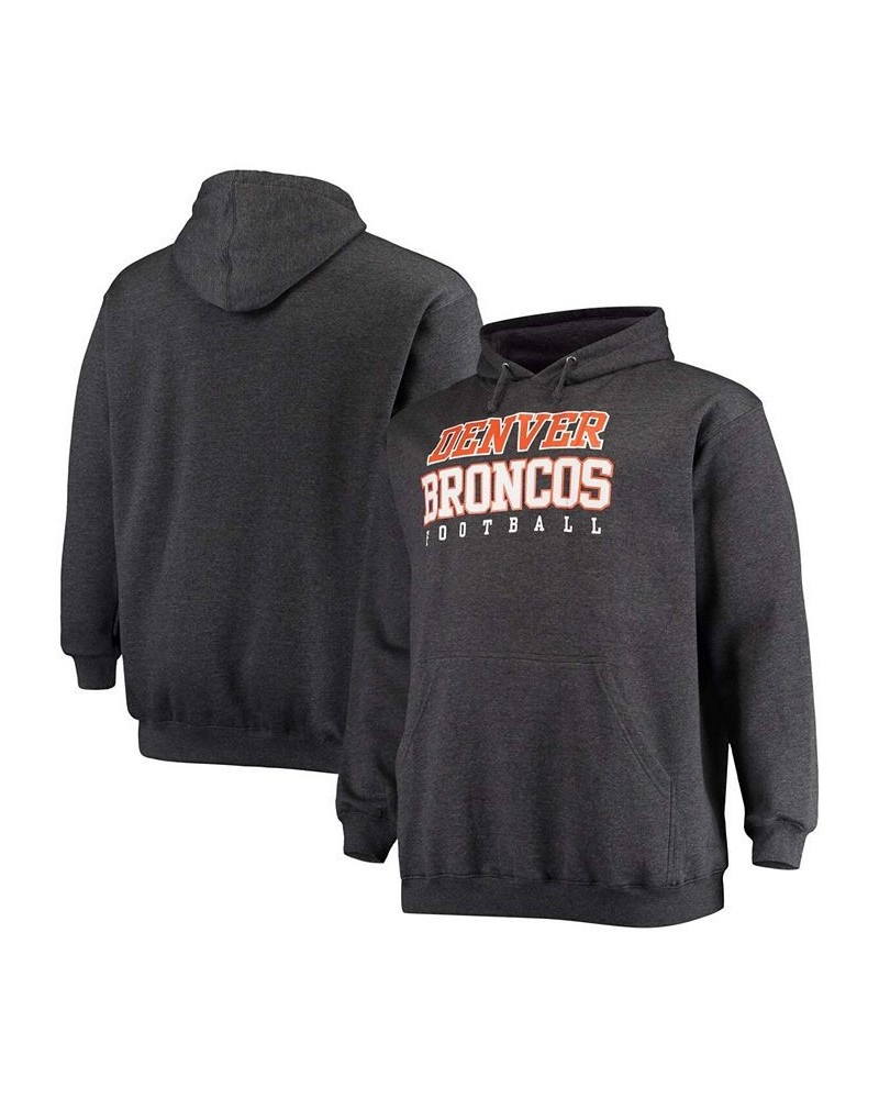 Men's Branded Heathered Charcoal Denver Broncos Big and Tall Practice Pullover Hoodie $31.00 Sweatshirt