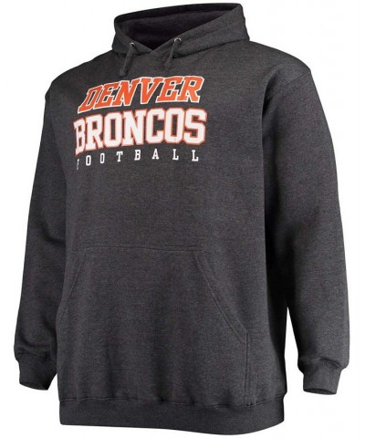 Men's Branded Heathered Charcoal Denver Broncos Big and Tall Practice Pullover Hoodie $31.00 Sweatshirt