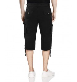 Men's Big and Tall Belted Capri Cargo Shorts Black $27.08 Shorts