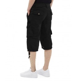 Men's Big and Tall Belted Capri Cargo Shorts Black $27.08 Shorts