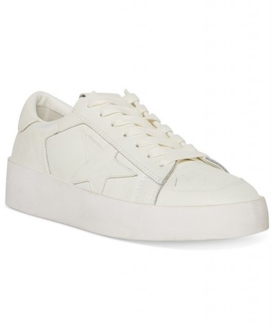 Women's Perona Distressed Lace-Up Star Sneakers White $37.48 Shoes