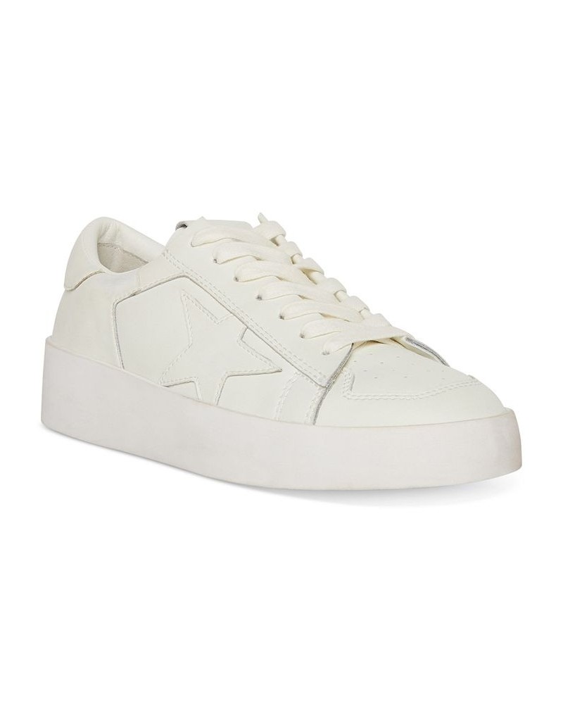 Women's Perona Distressed Lace-Up Star Sneakers White $37.48 Shoes