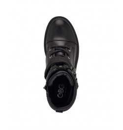 Women's Sheelah Lug Sole Lace-up Hiker Bootie Black $25.04 Shoes