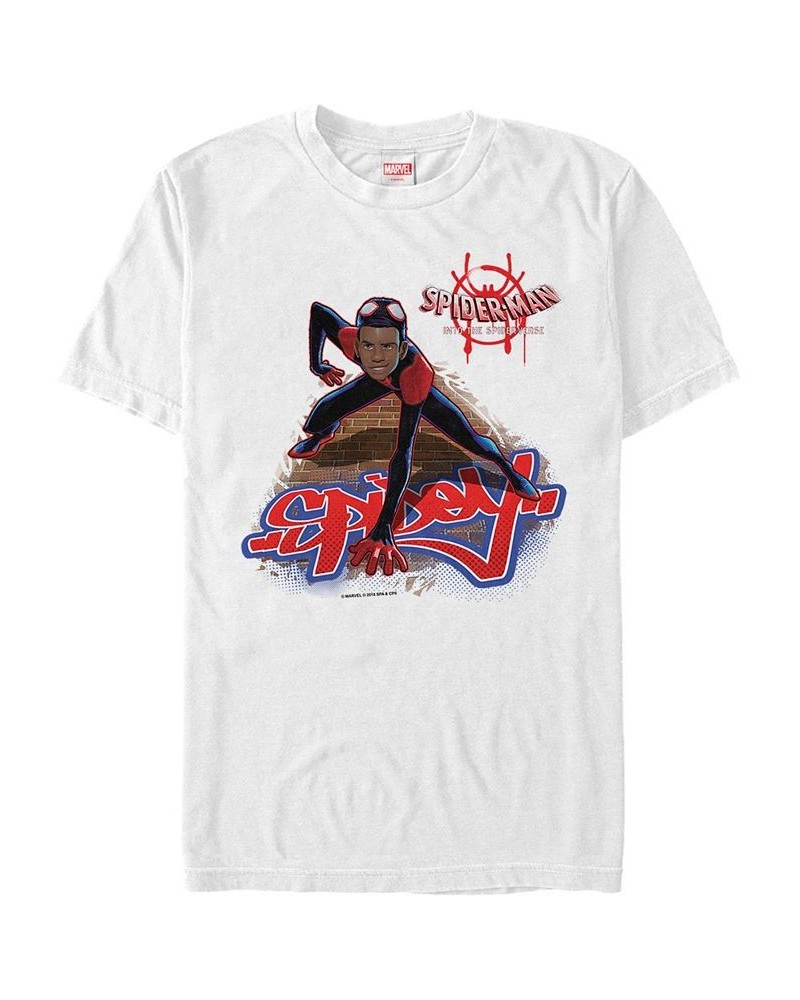 Marvel Men's Spider-Man Into The Spiderverse Miles Spidey Stance Short Sleeve T-Shirt White $20.64 T-Shirts