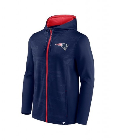 Men's Branded Navy, Red New England Patriots Ball Carrier Full-Zip Hoodie $35.04 Sweatshirt