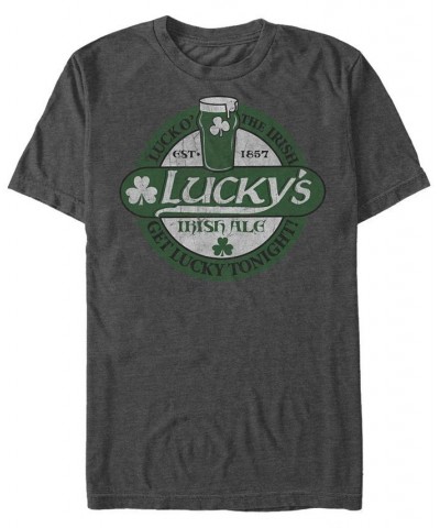 Men's Lucky Luck Short Sleeve Crew T-shirt Gray $16.45 T-Shirts