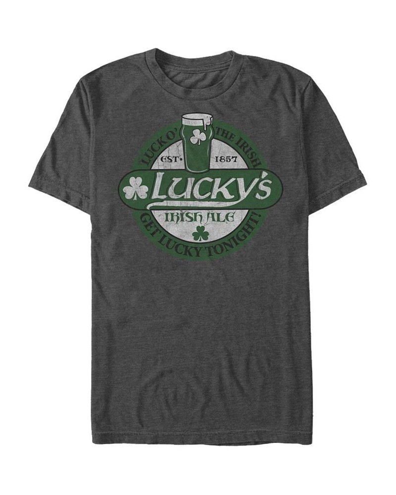 Men's Lucky Luck Short Sleeve Crew T-shirt Gray $16.45 T-Shirts