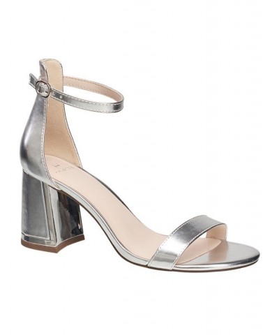 Women's Ankle Strap Dress Sandals Silver $40.18 Shoes