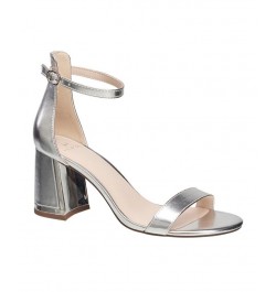 Women's Ankle Strap Dress Sandals Silver $40.18 Shoes