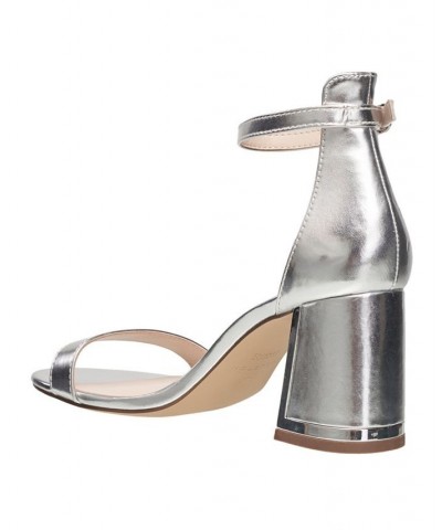 Women's Ankle Strap Dress Sandals Silver $40.18 Shoes