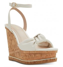 Women's Barykin Knotted Platform Wedge Sandals White $36.00 Shoes