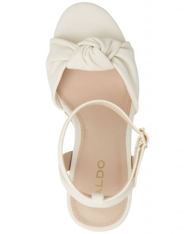 Women's Barykin Knotted Platform Wedge Sandals White $36.00 Shoes