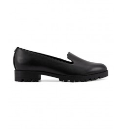 Women's Geneva Round Toe Casual Slip-on Loafers Black $44.55 Shoes