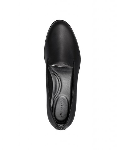 Women's Geneva Round Toe Casual Slip-on Loafers Black $44.55 Shoes