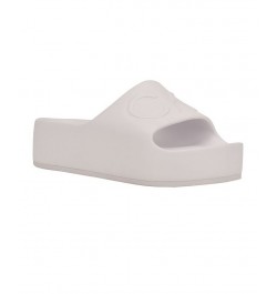 Women's Holly Logo Platform Slide Sandals White $28.98 Shoes