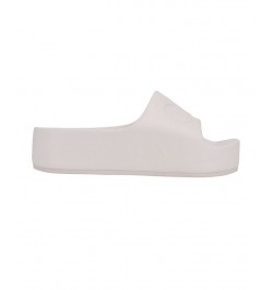 Women's Holly Logo Platform Slide Sandals White $28.98 Shoes