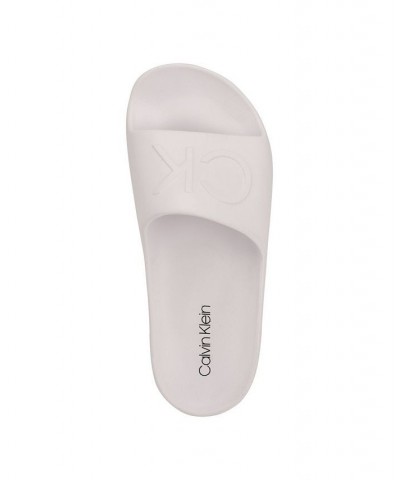 Women's Holly Logo Platform Slide Sandals White $28.98 Shoes