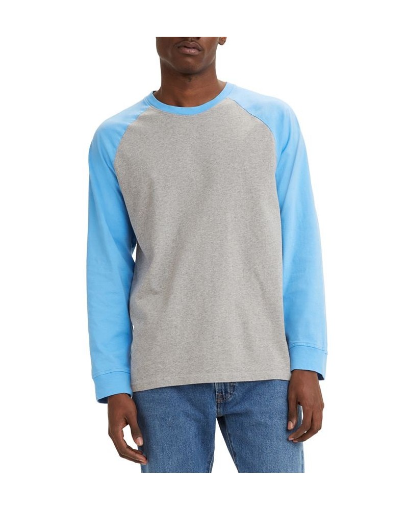 Men's Raglan Relaxed Fit Crewneck Long Sleeve T-Shirt PD02 $17.52 T-Shirts