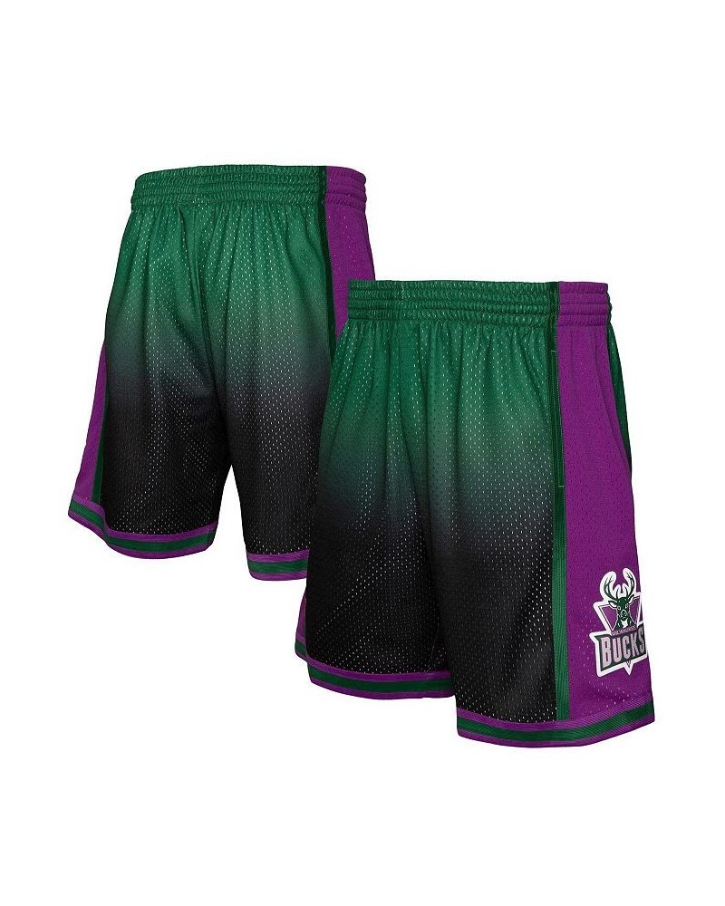 Men's Green and Black Milwaukee Bucks 1996/97 Hardwood Classics Fadeaway Reload 3.0 Swingman Shorts $45.89 Shorts