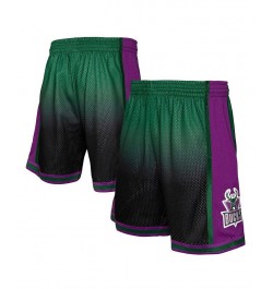 Men's Green and Black Milwaukee Bucks 1996/97 Hardwood Classics Fadeaway Reload 3.0 Swingman Shorts $45.89 Shorts