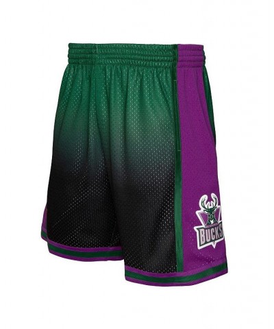 Men's Green and Black Milwaukee Bucks 1996/97 Hardwood Classics Fadeaway Reload 3.0 Swingman Shorts $45.89 Shorts