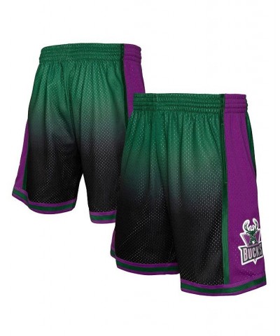 Men's Green and Black Milwaukee Bucks 1996/97 Hardwood Classics Fadeaway Reload 3.0 Swingman Shorts $45.89 Shorts