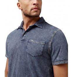 Men's Kacinos Optic Wash Short Sleeves Polo Shirt Blue $21.33 Polo Shirts