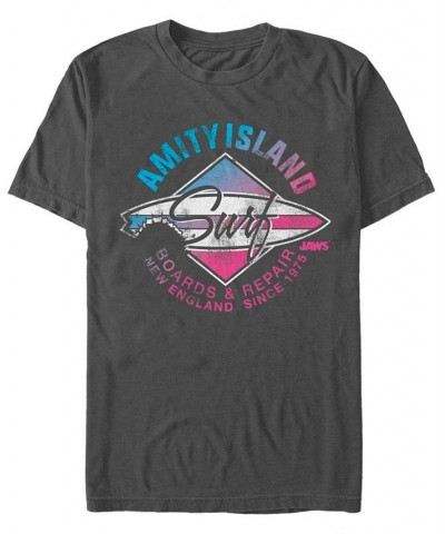 Jaws Men's Distressed Amity Island Short Sleeve T-Shirt Gray $19.94 T-Shirts