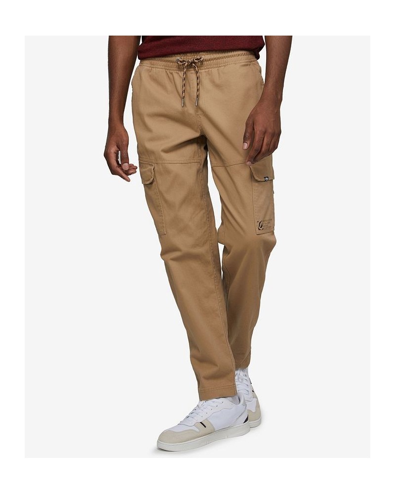 Men's Front Flip Cargo Joggers Beige $35.10 Pants