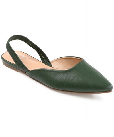 Women's Mallorca Slingback Flats Green $41.59 Shoes