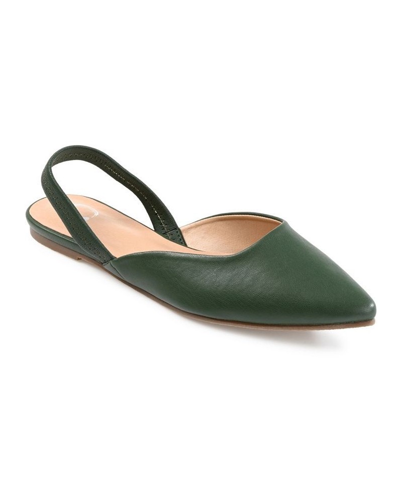 Women's Mallorca Slingback Flats Green $41.59 Shoes