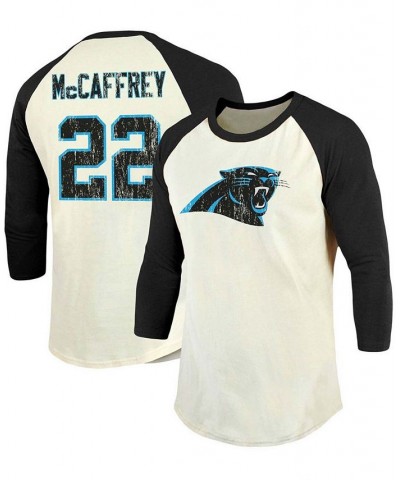 Men's Christian Mccaffrey Cream, Black Carolina Panthers Vintage-Inspired Player Name Number Raglan 3/4 Sleeve T-shirt $25.29...