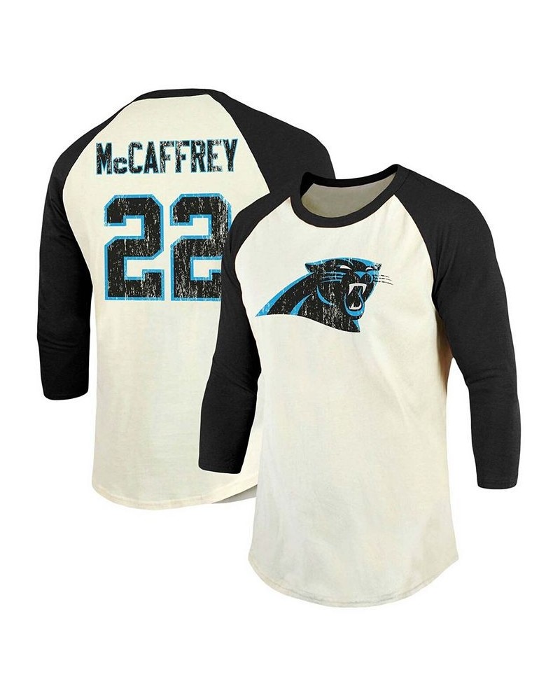 Men's Christian Mccaffrey Cream, Black Carolina Panthers Vintage-Inspired Player Name Number Raglan 3/4 Sleeve T-shirt $25.29...