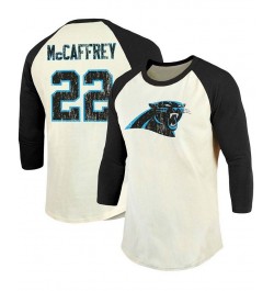 Men's Christian Mccaffrey Cream, Black Carolina Panthers Vintage-Inspired Player Name Number Raglan 3/4 Sleeve T-shirt $25.29...