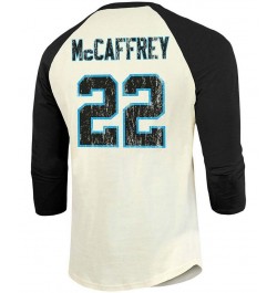 Men's Christian Mccaffrey Cream, Black Carolina Panthers Vintage-Inspired Player Name Number Raglan 3/4 Sleeve T-shirt $25.29...