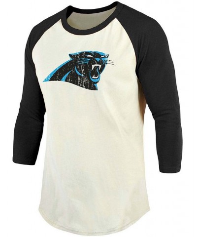 Men's Christian Mccaffrey Cream, Black Carolina Panthers Vintage-Inspired Player Name Number Raglan 3/4 Sleeve T-shirt $25.29...