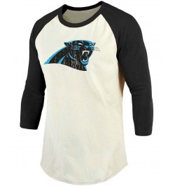 Men's Christian Mccaffrey Cream, Black Carolina Panthers Vintage-Inspired Player Name Number Raglan 3/4 Sleeve T-shirt $25.29...