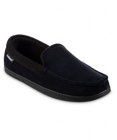 Signature Men's Microterry and Waffle Travis Moccasin Slippers Black $12.74 Shoes