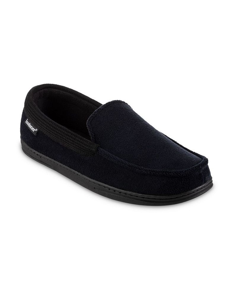 Signature Men's Microterry and Waffle Travis Moccasin Slippers Black $12.74 Shoes