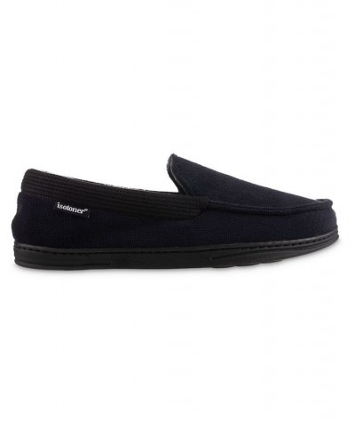 Signature Men's Microterry and Waffle Travis Moccasin Slippers Black $12.74 Shoes