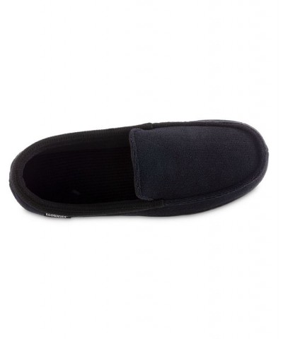 Signature Men's Microterry and Waffle Travis Moccasin Slippers Black $12.74 Shoes