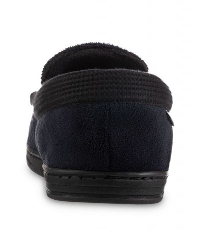 Signature Men's Microterry and Waffle Travis Moccasin Slippers Black $12.74 Shoes