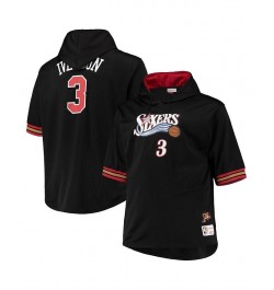 Men's Allen Iverson Black and Red Philadelphia 76ers Big and Tall Name & Number Short Sleeve Hoodie $53.99 Sweatshirt